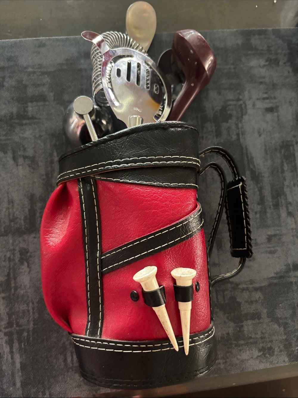 Vintage Golf Bag Bar Tool Set Cocktail Utensils Golf Club Barware Decor